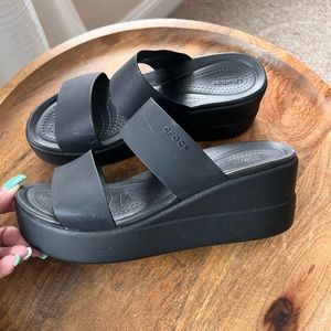 Crocs literide wedge slip on heel size 7 black